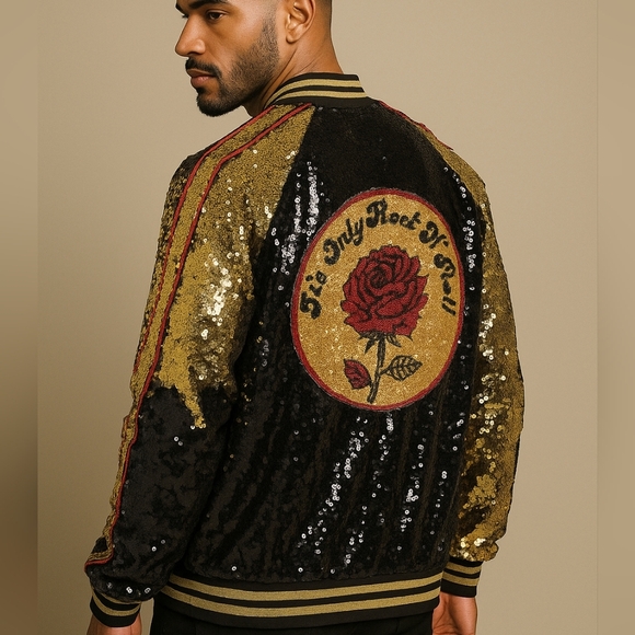 Forever21 Rare Vintage Style Unisex Sequin Boho Casual Festival Jacket Sz Large - Picture 1 of 13